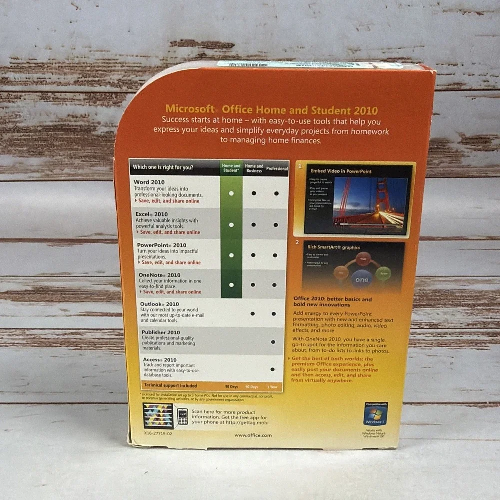 Microsoft Office 2010 Home & Student Family Pack Disc w/ Product Key 3 PCs